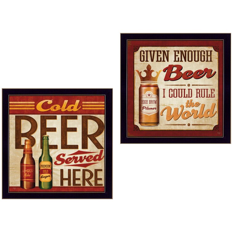 Beer II Cold Beer Served Here Framed On Paper 2 Pieces by Mollie B Print